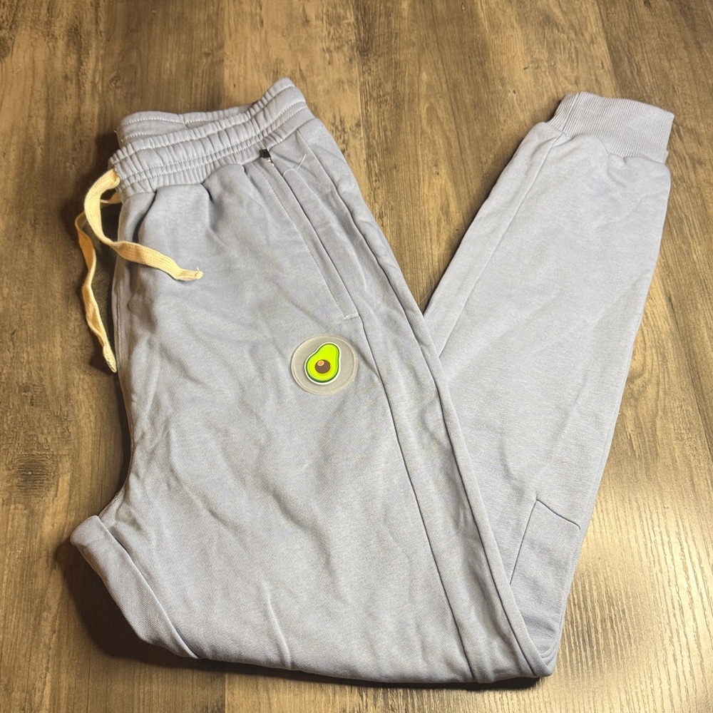 Eubi Light Blue Joggers with Avocado Patch